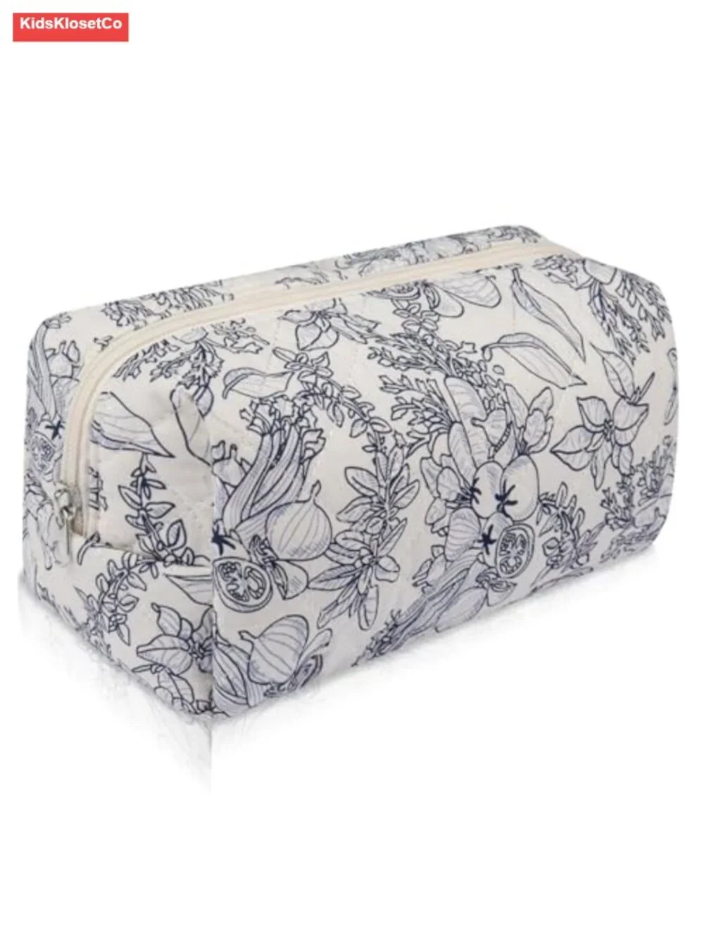 Quilted Cotton Makeup Bag Floral Cosmetic Pouch Travel Toiletry Organizer